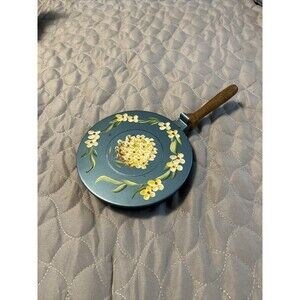 Vintage Tole Crumb tray hand painted wooden handle Nice!  Shows Some Wear Old